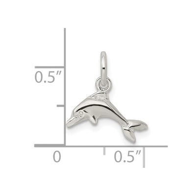 Sterling Silver Dolphin Charm, 17 x 16mm