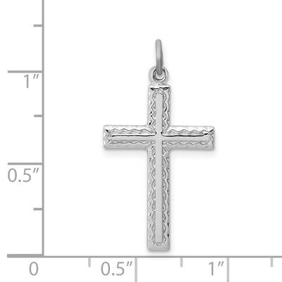Sterling Silver Platinum-plated Cross Charm, 27 x 16mm