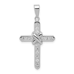 Sterling Silver Rhodium-plated CZ Cross Charm (Style QC3308)
