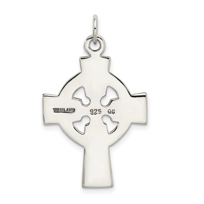 Sterling Silver Antiqued Celtic Cross Charm, 34 x 23mm