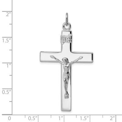 Sterling Silver Platinum-plated Crucifix Pendant, 46 x 25mm