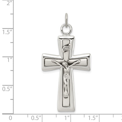 Sterling Silver Inri Crucifix Pendant, 41 x 20mm