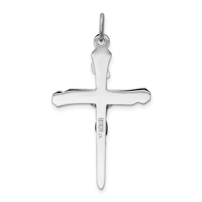 Sterling Silver Platinum-plated Crucifix Pendant, 38 x 22mm