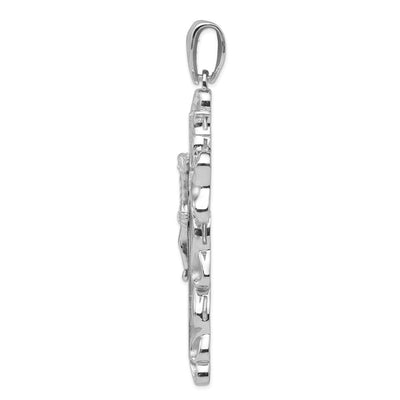 Sterling Silver Rhodium-plated CZ Crucifix Pendant, 83 x 50mm