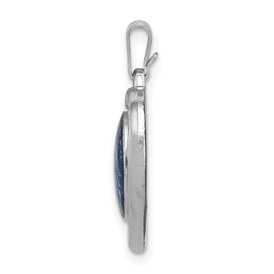 Sterling Silver Platinum-plated Miraculous Heart Medal, 23 x 14mm