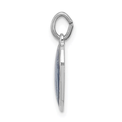 Sterling Silver Platinum-plated Miraculous Heart Medal, 19 x 12mm