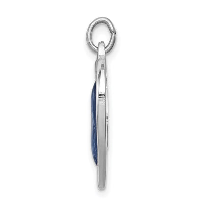 Sterling Silver Platinum-plated Miraculous Heart Medal, 23 x 16mm