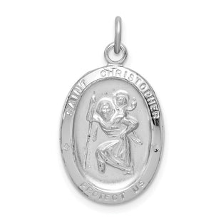 Sterling Silver Platinum-plated St. Christopher Medal (Style QC3553)