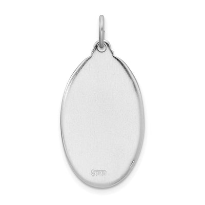 Sterling Silver Platinum-plated St. Christopher Medal, 35 x 17mm