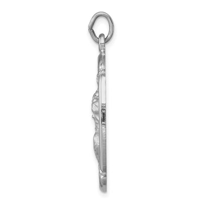 Sterling Silver Platinum-plated St. Christopher Medal, 35 x 20mm