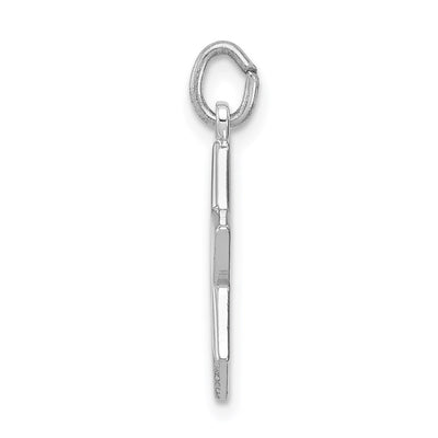 Sterling Silver Platinum-plated Star of David Charm, 18 x 14mm