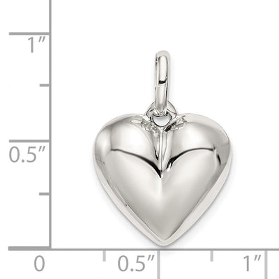 Sterling Silver Puffed Heart Charm, 22 x 16mm