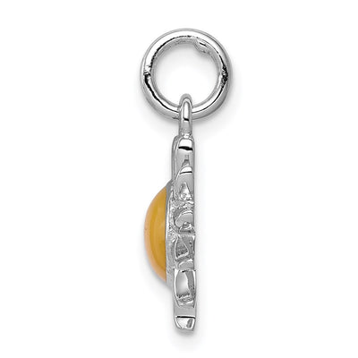Sterling Silver Rhodium-plated Yellow Sun Charm