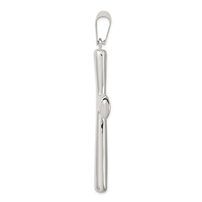 Sterling Silver Rhodium-plated Hollow Cross Pendant, 62 x 38mm