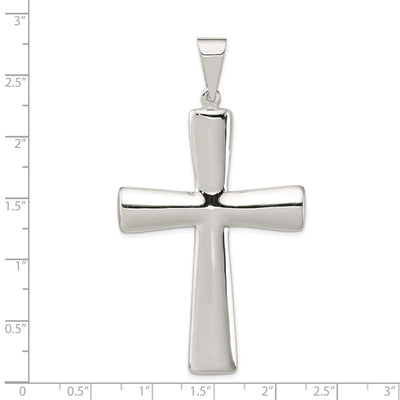 Sterling Silver Rhodium-plated Hollow Cross Pendant, 62 x 38mm