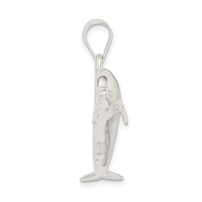 Sterling Silver Dolphin Pendant, 25 x 38mm