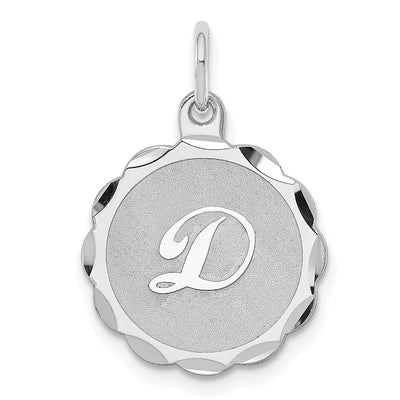 Sterling Silver Rhodium-plated Brocaded Letter Initial Charm, 22 x 16mm