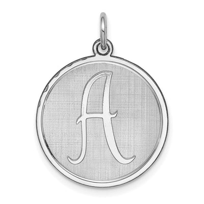 Sterling Silver Rhodium-plated Brocaded Letter Initial Charm, 27 x 20mm