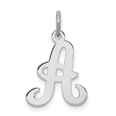 Sterling Silver Rhodium-plated Stamped Letter Initial Charm