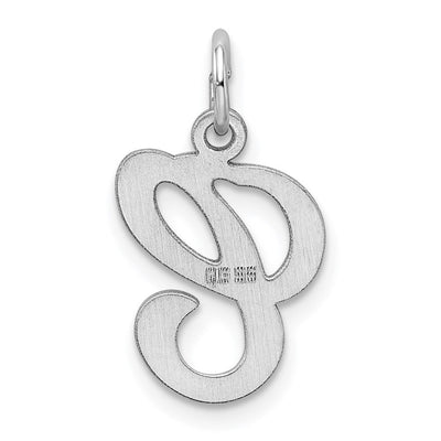 Sterling Silver Rhodium-plated Stamped Letter Initial Charm Pendant for Necklace or Bracelet, 20 x 12mm