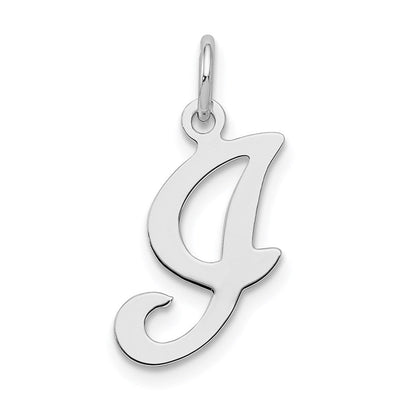 Sterling Silver Rhodium-plated Stamped Letter Initial Charm Pendant for Necklace or Bracelet, 20 x 14mm (163I)