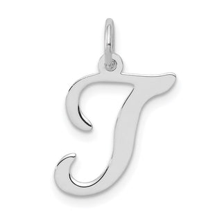 Sterling Silver Rhodium-plated Stamped Letter Initial Charm Pendant for Necklace or Bracelet (Style QC4163T)