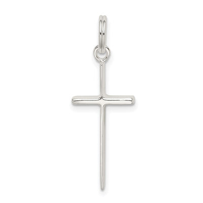 Sterling Silver Rhodium-plated Latin Cross Charm, 27 x 12mm
