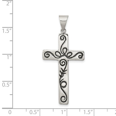 Sterling Silver Latin Cross Pendant, 43 x 20mm