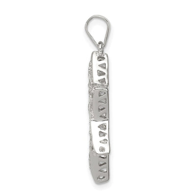 Sterling Silver Rhodium-plated CZ Star of David Pendant, 26 x 21mm