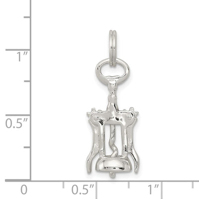 Sterling Silver Rhodium-plated Wine Bottle Opener Charm