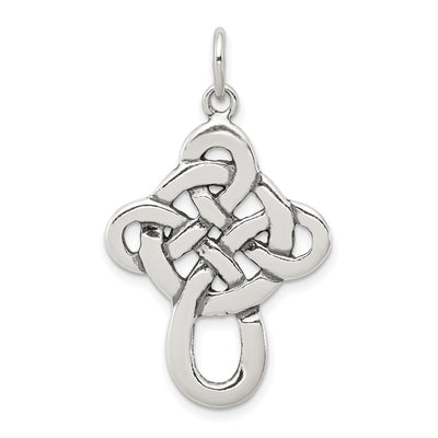 Sterling Silver Antiqued Celtic Cross Charm, 38 x 23mm