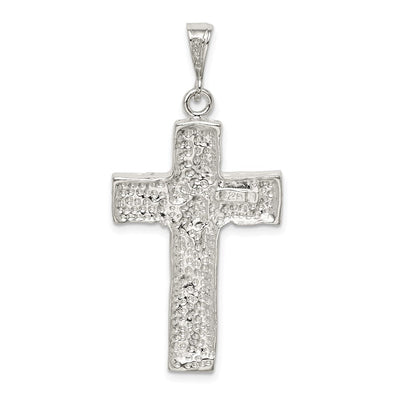 Sterling Silver Nugget Cross Pendant, 53 x 27mm