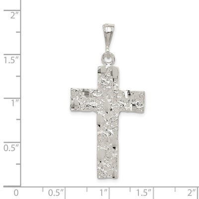 Sterling Silver Nugget Cross Pendant, 53 x 27mm