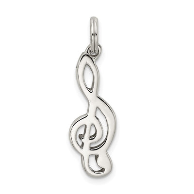 Sterling Silver Rhodium-plated Treble Clef Charm