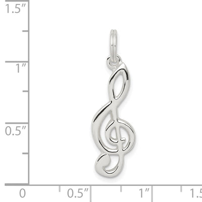 Sterling Silver Rhodium-plated Treble Clef Charm