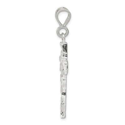 Sterling Silver Nugget Cross Pendant, 46 x 22mm