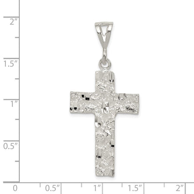Sterling Silver Nugget Cross Pendant, 46 x 22mm