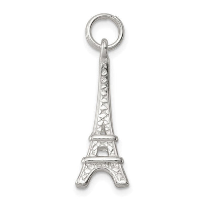 Sterling Silver Rhodium-plated Eiffel Tower Charm, 23 x 8mm