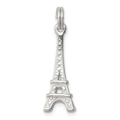 Sterling Silver Rhodium-plated Eiffel Tower Charm, 23 x 8mm