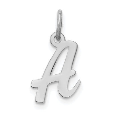 Sterling Silver Rhodium-plated Script Letter Initial Charm, 16 x 9mm