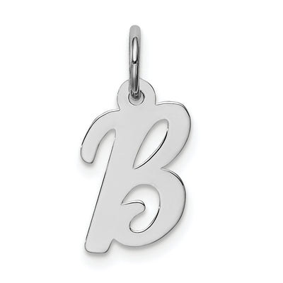 Sterling Silver Rhodium-plated Script Letter Initial Charm, 16 x 9mm