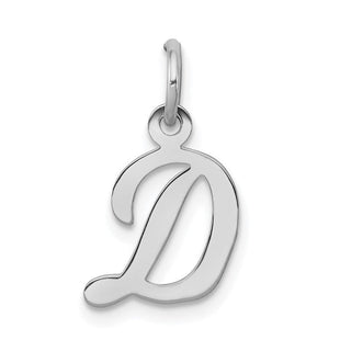 Sterling Silver Rhodium-plated Script Letter D Initial Charm (Style QC5080D)