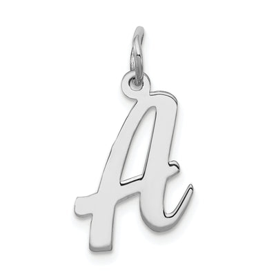 Sterling Silver Rhodium-plated Script Letter Initial Charm, 18 x 11mm