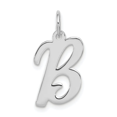 Sterling Silver Rhodium-plated Script Letter Initial Charm, 18 x 11mm