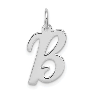 Sterling Silver Rhodium-plated Script Letter B Initial Charm (Style QC5082B)