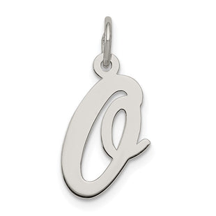 Sterling Silver Rhodium-plated Script Letter O Initial Charm (Style QC5082O)