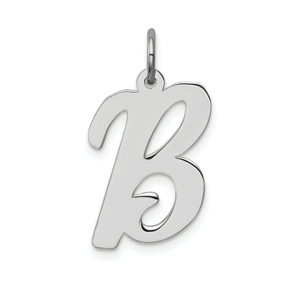 Sterling Silver Rhodium-plated Script Letter Initial Charm, 21 x 14mm