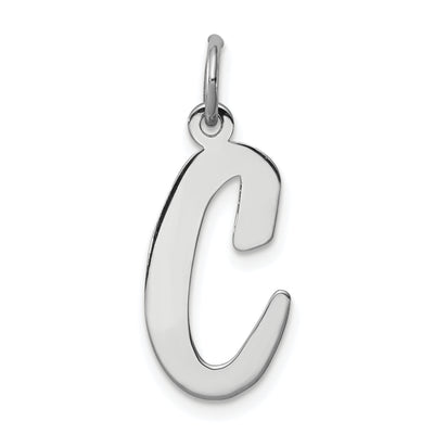 Sterling Silver Rhodium-plated Script Letter Initial Charm, 21 x 14mm