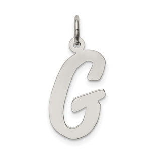 Sterling Silver Rhodium-plated Script Letter G Initial Charm (Style QC5084G)