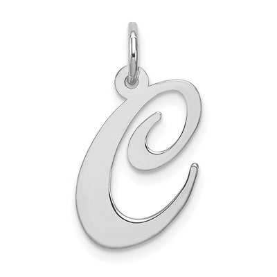 Sterling Silver Rhodium-plated Fancy Script Letter Initial Charm, 18 x 20mm